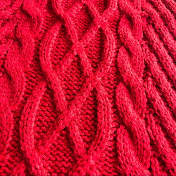 New York & Company Hot Red Knitted Winter Neck Scarf OSFM Chain-Link Design - Picture 13 of 15